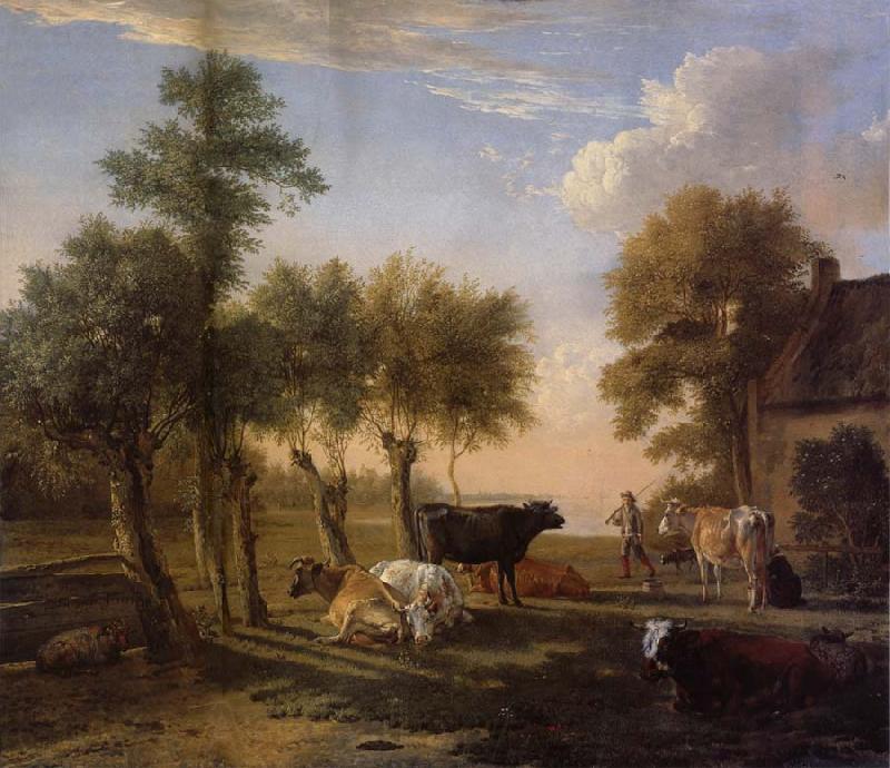 REMBRANDT Harmenszoon van Rijn Cows in the Meadow near a Farm Norge oil painting art